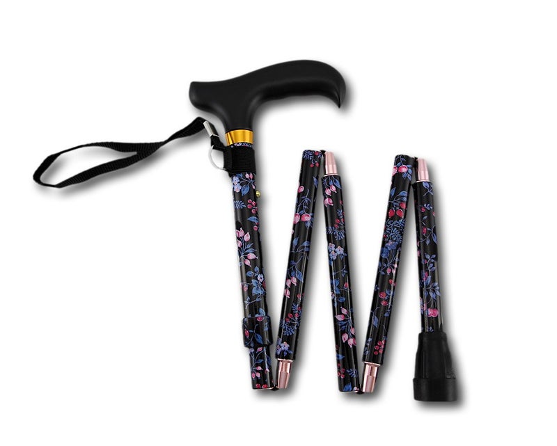 Harvy Purple BlackBerry Ladies Adjustable Mini Folding Cane â€“ Lightweight Aluminum Travel Cane with Contour Handle, Wrist Strap & 11x6â€ Travel Bag, Adjustable 32-36", Supports 250 lbs - Image 1